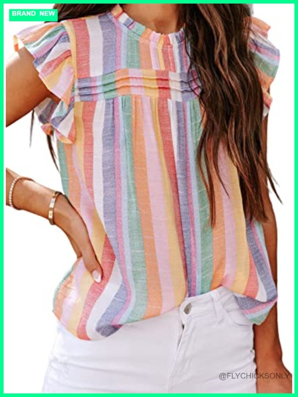 Polyester Ruffle Sleeve Crewneck Sleeveless Tank Top